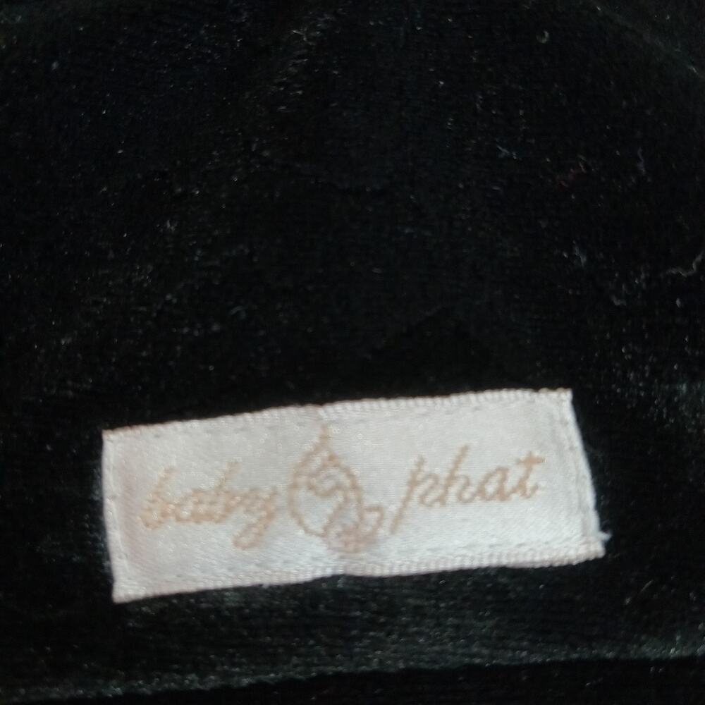Baby Phat Track Jacket Women's Black Sz S Cat Embossed Velvet Zip Up 90's Y2K - Picture 2 of 13